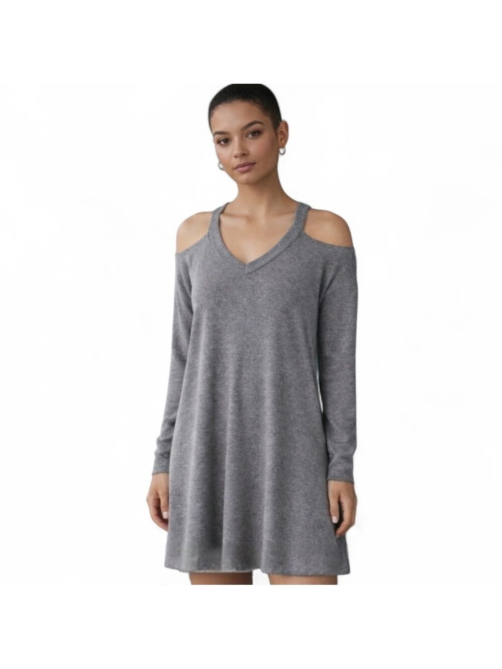 Everly Heather Gray Cold Shoulder Sweater Dress Size Small